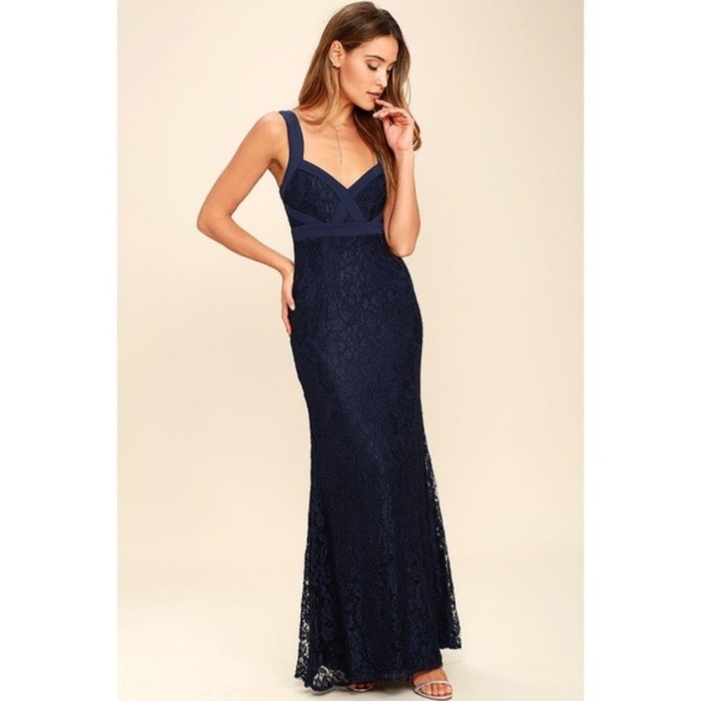 ~SALE~ Lulu's Full Circle Navy Lace Maxi Dress, XS
